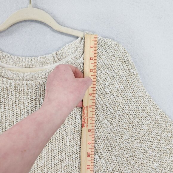 Free People Sweater Womens Large Cream Electric City Linen Blend Pullover Casual - Picture 5 of 12